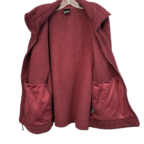 🧣 The North Face Sherpa Fleece Jacket XL | Maroon Wine | Zip Pockets - Picture 4 of 7